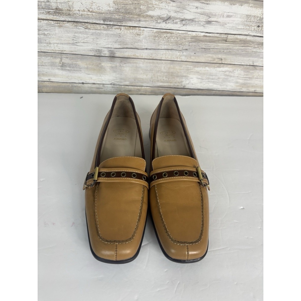 Joan‎ & David Circa Metallic Gold& Brown flats  with buckle Sz 8.5